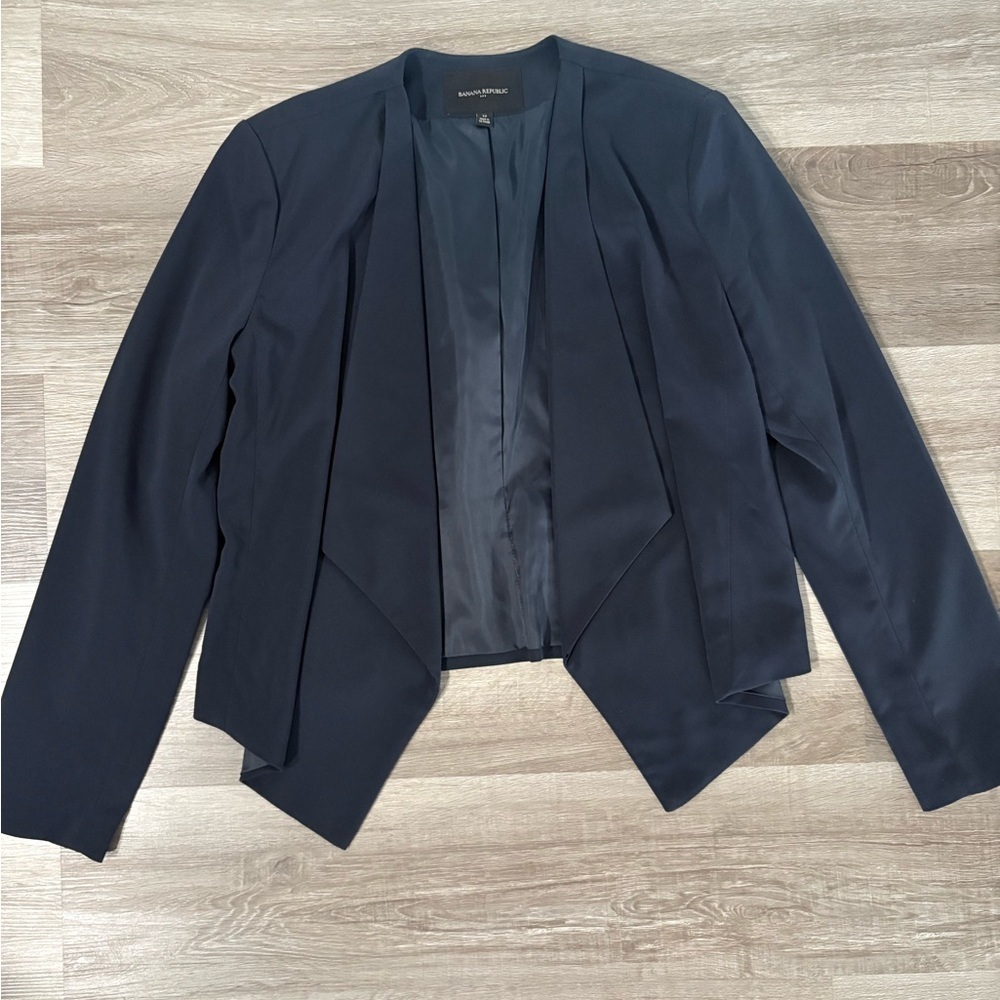 Banana Republic Women's Navy Draped Open-Front Jacket